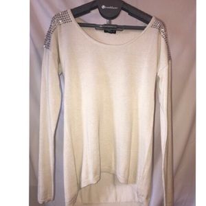 Express Tan & Studded Shoulder Sweater